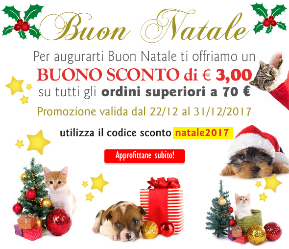 Sconto Natale € 3,00 - Auguri di Buone Feste da Pet Shop Store