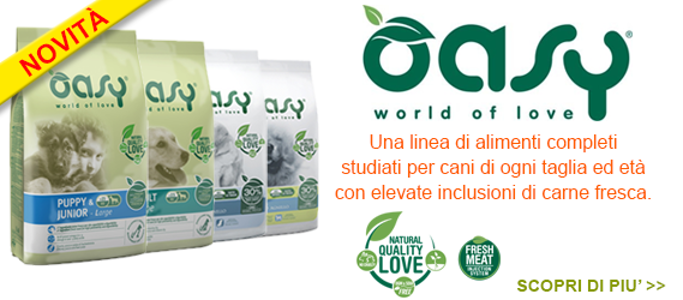 Novità le crocchette per cani Oasy, carne fresca ed ingredienti vegetali