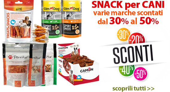 Snack per cani scontati del 30-40-50%